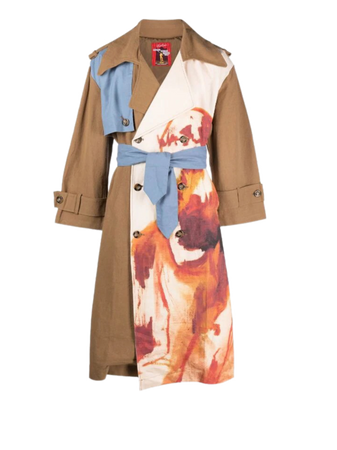 KidSuper painterly-print belted canvas trench coat