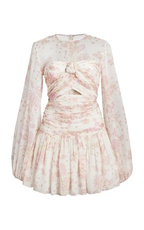 Cutout Ruched Floral Silk Mini Dress By Giambattista Valli | Moda Operandi