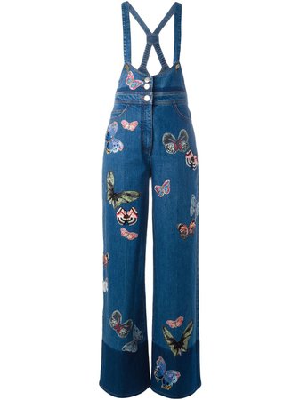 Valentino Butterfly Embroidered Dungarees - Farfetch