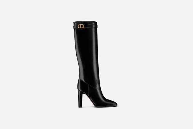 Dior Empreinte Heeled Boot Black Shiny Calfskin - Shoes - Women's Fashion | DIOR