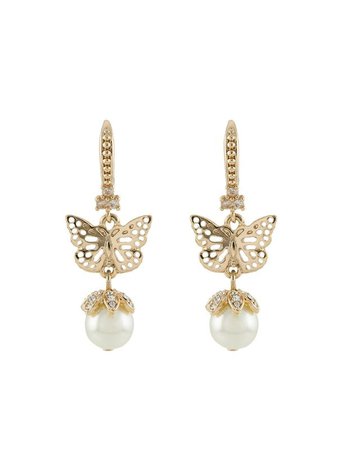 Shop Marchesa Notte butterfly pearl-detail earrings with Express Delivery - FARFETCH