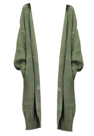 Long Olive Green Cardigan (png)
