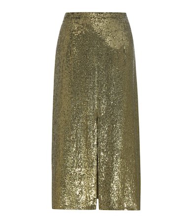 Sequinned silk skirt