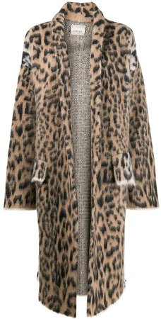 leopard intarsia coat