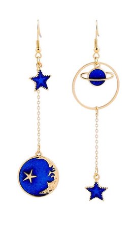 blue and gold celestial earrings