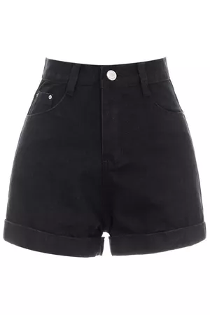 ROMWE Rolled Cuffs High Waist Black Denim Shorts | ROMWE