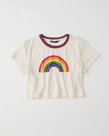 A&F Pride Cropped Pride Tee | A&F Pride Made For Love Collection | Abercrombie.co.uk