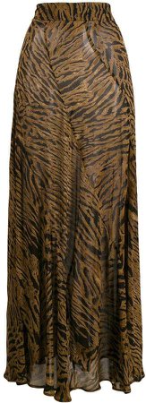 tiger-print maxi skirt