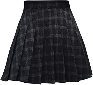 Gothic Black Gray Plaid Skirt