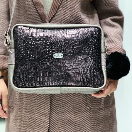 Silver Satchel Handmade Bag Croco Embossed Leather Bag | Etsy