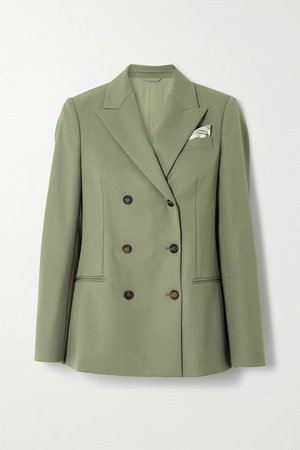 Double-breasted Wool Blazer - Light green