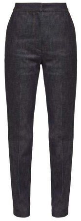 High Rise Applique Leather Monogram Jeans - Womens - Denim