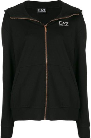 Ea7 logo-print zip-up hoodie