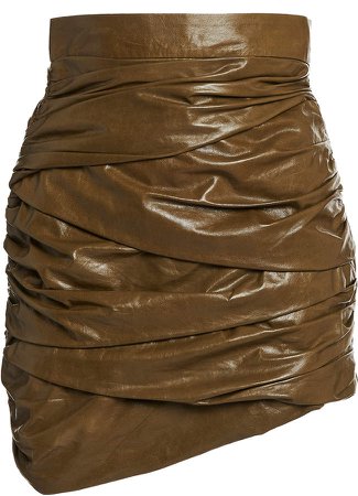 Zeynep Arcay Ruched Leather Mini Skirt