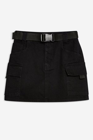TALL Clip Belt Denim Skirt | Topshop