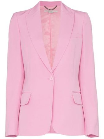 Pink Stella Mccartney Single-Breasted Peak Lapel Wool Blazer For Women | Farfetch.com
