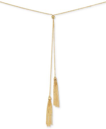Italian Gold Double Tassel Lariat Necklace in 14k Gold & Reviews - Necklaces - Jewelry & Watches - Macy's