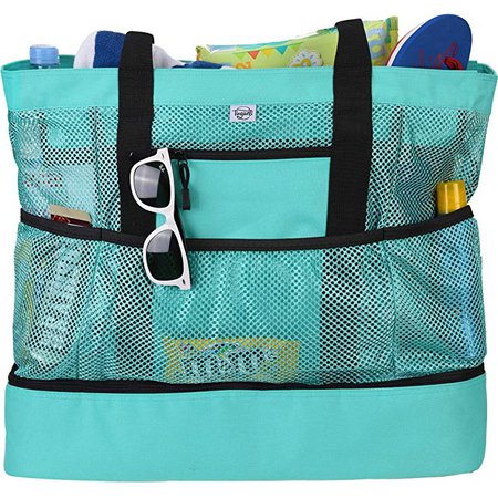 Amazon.com | Tingueli Beach Tote Bag For Women with Soft Cooler and Top Zipper - Extra Large Beach Bag [Turquoise] | Travel Totes