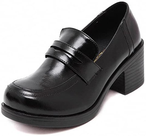 Amazon.com: MEWOW Women's Girl's Lolita Mid Heel Students Uniform Dress Shoes for Costume and Daily (5, Black): Shoes