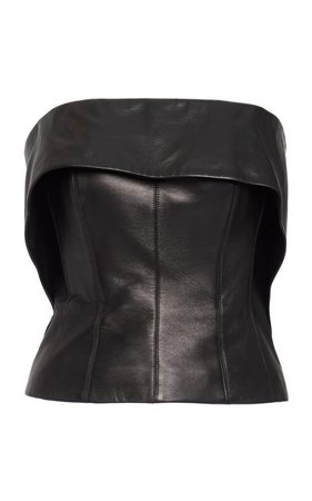 Leather Cropped Bustier by Aliétte | Moda Operandi