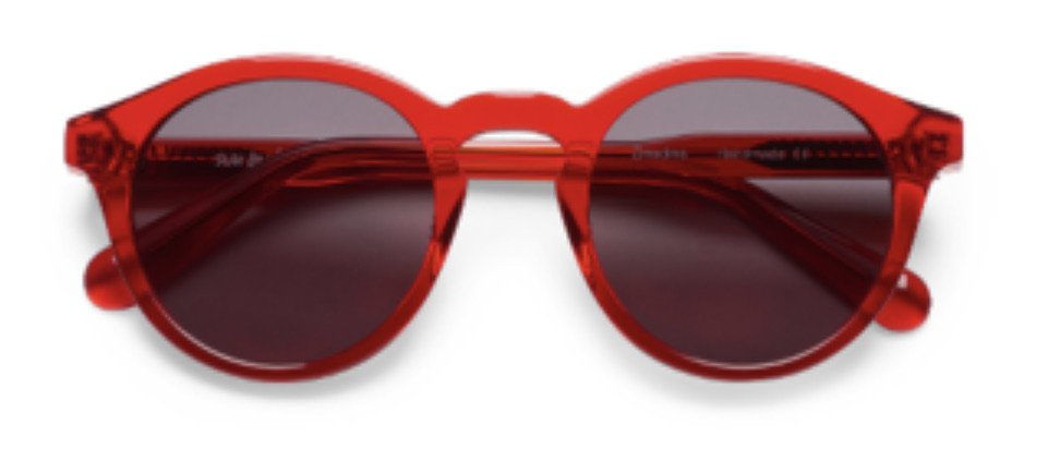 red rimmed sunglasses