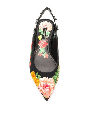 Shop black Dolce & Gabbana flower print flat sandals with Express Delivery - Farfetch