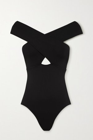 Zara Off-the-shoulder Cutout Swimsuit - Black