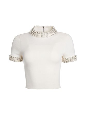 CIARA EMBELLISHED CROPPED SWEATER by Alice + Olivia
