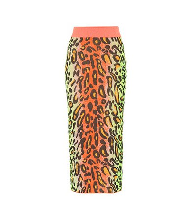 Neon Leopard knitted skirt