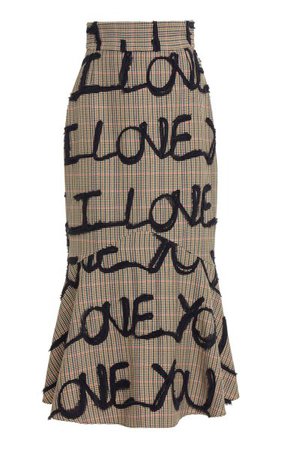 I Love You Embroidered Cady Skirt By Silvia Tcherassi | Moda Operandi