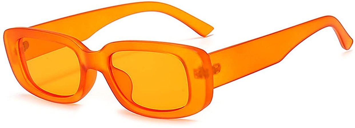 Amazon.com: Dollger Orange Rectangle Sunglasses For Women Men Trendy Vintage Rectangular y2k Orange Shade sunglasses matte Orange Frame: Clothing