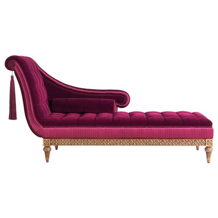 Jacqueline Italian Dormeuse in Wood with Velvet and Satin Details by Zanaboni For Sale at 1stDibs