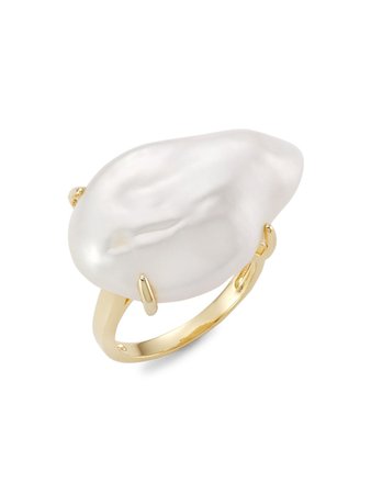 Amber Sceats Jayn 24K Gold-Plated & Freshwater Pearl Ring