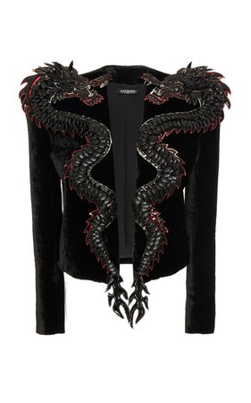 Balmain Textured Dragon Detail Velvet Jacket