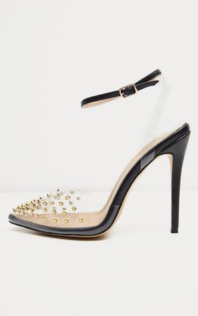 BLACK STUDDED CLEAR COURT