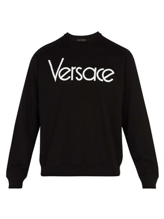 1990 logo-embroidered cotton sweatshirt | Versace | MATCHESFASHION.COM FR