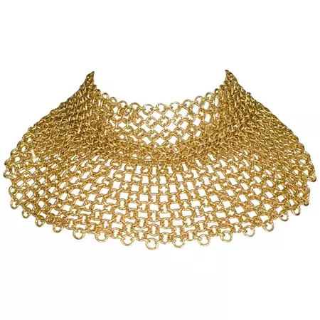 Vintage Gianni Versace 1990's Gold Chainmail Choker at 1stDibs | versace choker, gold chain mail, gold chainmail necklace