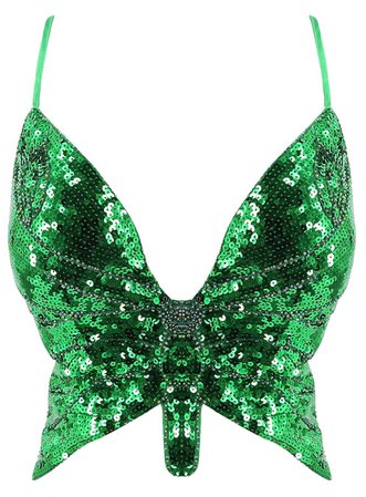 butterfly sequin top green
