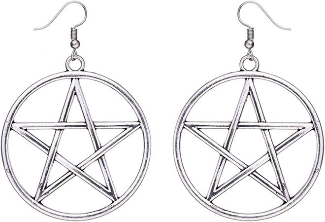 Amazon.com: Geometric Metal Circle Pentagram Dangle Earrings Gold Silver Big Star Hexagram Earrings Personality Large Pentacle Earrings Jewelry for Women Girls (Silver): Clothing, Shoes & Jewelry
