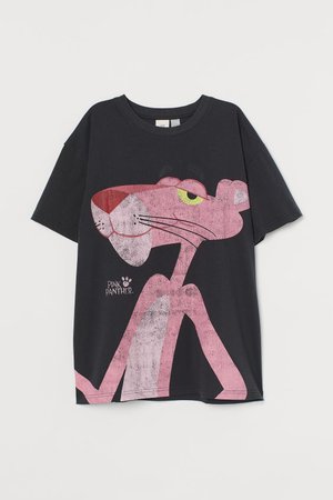 Oversized Printed T-shirt - Black/Pink Panther - Ladies | H&M US