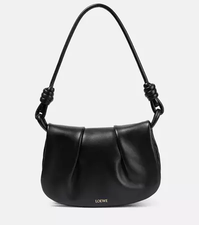 Knot Leather Shoulder Bag in Black - Loewe | Mytheresa