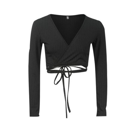 Women Deep V Neck Top Cross Straps Elastic Cropped Top Long Sleeve Knitting Clothing-in T-Shirts from Women's Clothing on Aliexpress.com | Alibaba Group