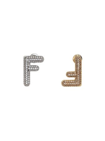 Fendi crystal-embellished F pendant earrings - FARFETCH