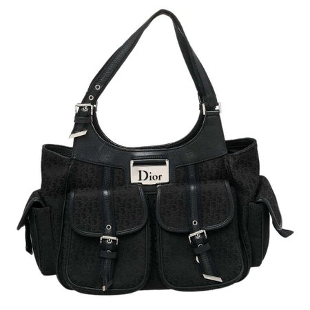 Dior Black Oblique Canvas and Leather Street Chic Tote For Sale at 1stDibs