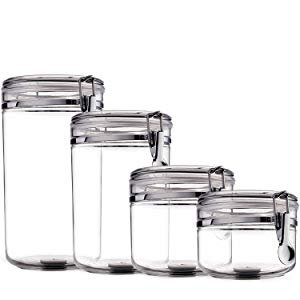 Food Storage containers canister set - Cereal Container Set of 4 Air Tight Canisters with lids for the dry flour coffee rice acrylic plastic clear glass airtight cannister sets for kitchen pantry organizer jar: Amazon.ca: Home & Kitchen