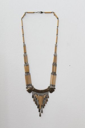 Vintage Boho Metal and Wood Statement Necklace | Etsy