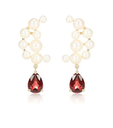 Blood Sisters 14Kt-Gold Pearl And Garnet Earrings - Anissa Kermiche | Mytheresa