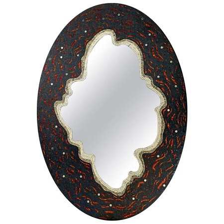 Stylish Mirror on Aluminium Panel Hand Decorated with Artistic Mosaic