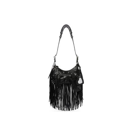 Women's Le Cagole Xs Shoulder Bag With Fringes in Black | Balenciaga US