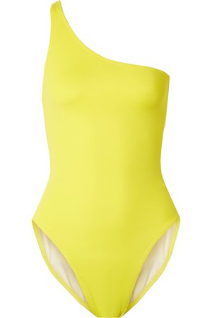 Norma Kamali | Mio one-shoulder neon swimsuit | NET-A-PORTER.COM
